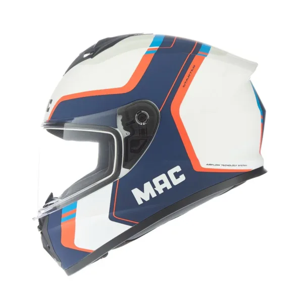 Casco Mac 801 Starter Qurbik Blanco Rojo Azul - Imagen 3