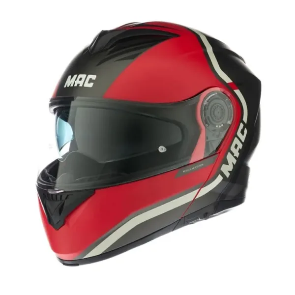 Casco MAC 908 Albarn Negro Rojo Mate