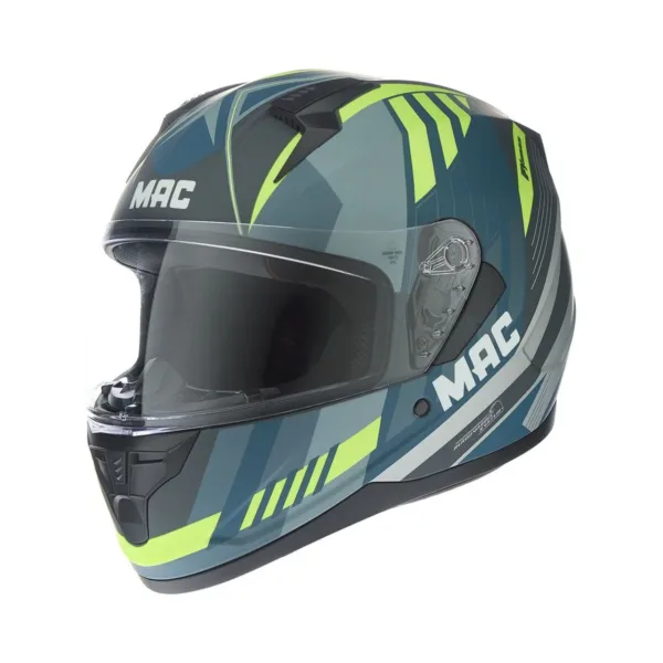 Casco Mac M67 Bass Weez Azul Amarillo Mate