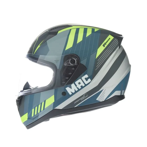 Casco Mac M67 Bass Weez Azul Amarillo Mate - Imagen 2
