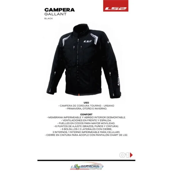 Campera LS2 Gallant Hombre Negra - Imagen 12