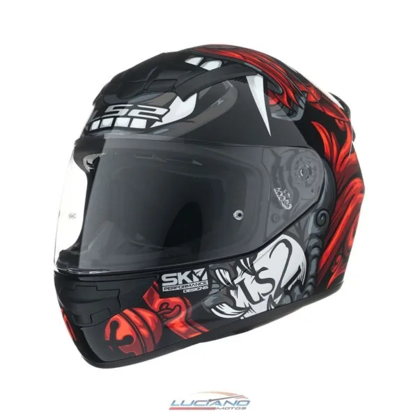 Casco LS2 352 Rookie Foo Dog Negro / Rojo