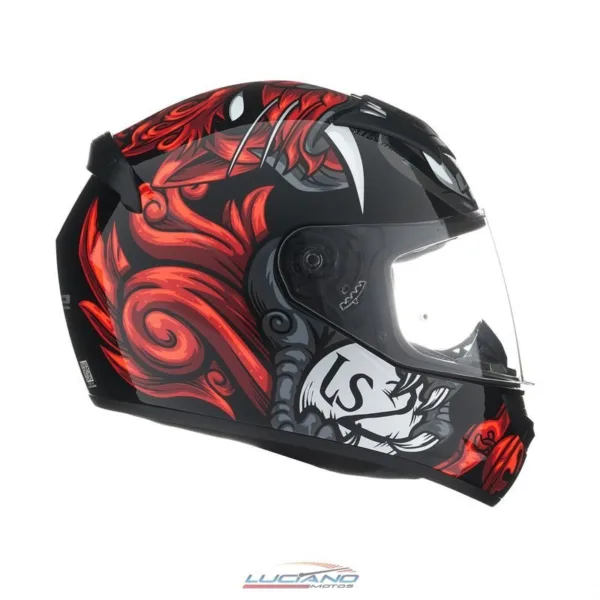 Casco LS2 352 Rookie Foo Dog Negro / Rojo - Imagen 4