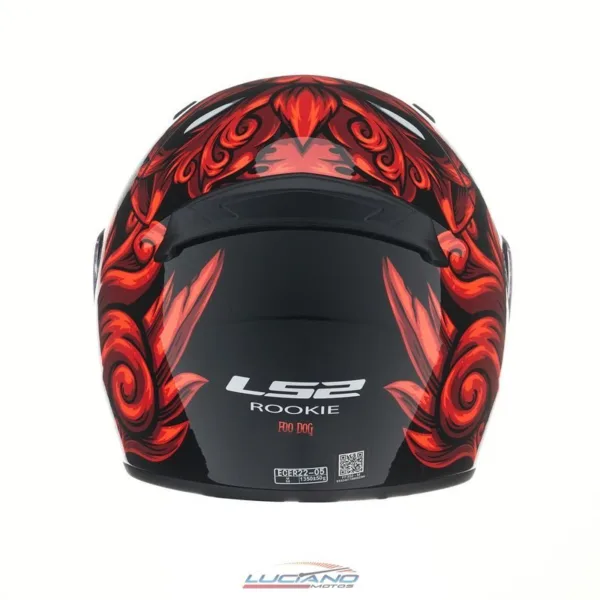 Casco LS2 352 Rookie Foo Dog Negro / Rojo - Imagen 6