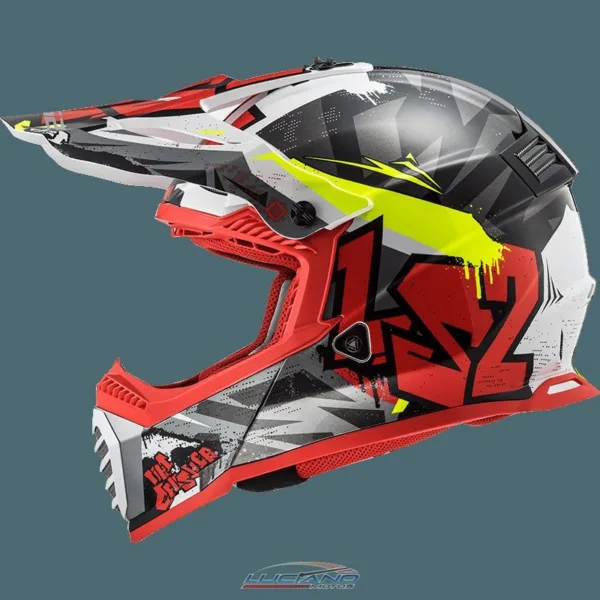 Casco LS2 MX437 Fast Evo Crusher Negro / Rojo Mate