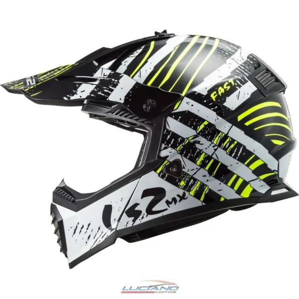 Casco LS2 MX437 Fast Evo Verve Negro / Blanco Mate