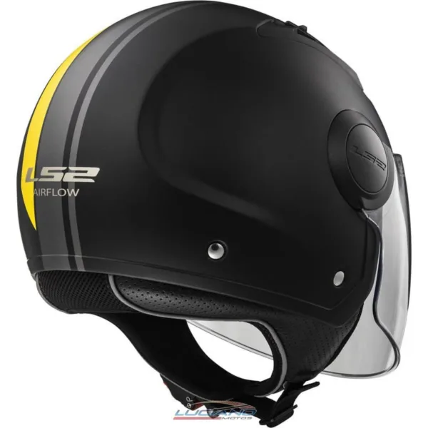 Casco LS2 Of562 Airflow Metropolis Negro / Amarillo Mate - Imagen 4