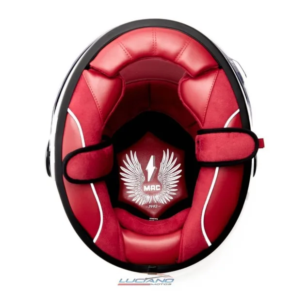 Casco Mac 006 Rooster Stripe Negro / Blanco / Brillo - Imagen 3