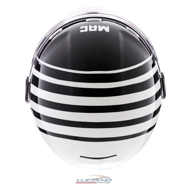 Casco Mac 006 Rooster Stripe Negro / Blanco / Brillo - Imagen 4