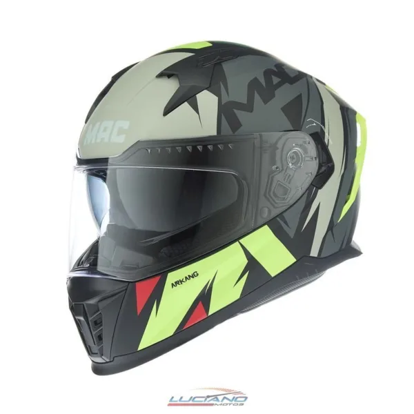 Casco Mac 069 Force Arkang Gris / Amarillo / Verde