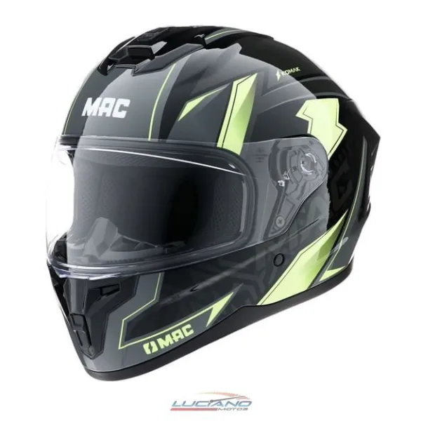 Casco Mac 070 Volt Komak Negro / Amarillo / Brillo