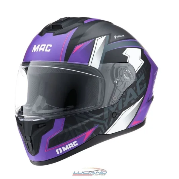 Casco Mac 070 Volt Komak Negro / Violeta / Mate
