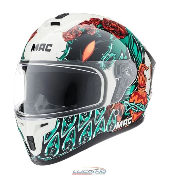 Casco Mac 070 Volt Lovepredator Verde / Beige / Brillo