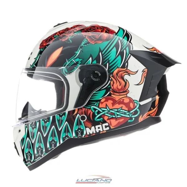 Casco Mac 070 Volt Lovepredator Verde / Beige / Brillo - Imagen 2