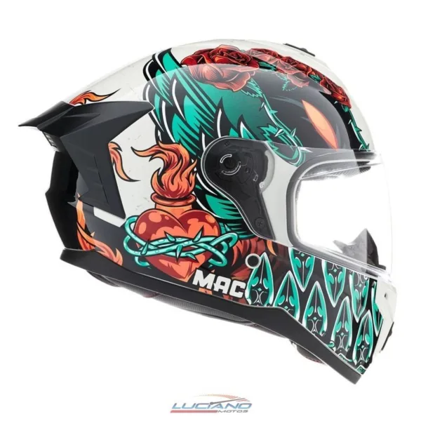Casco Mac 070 Volt Lovepredator Verde / Beige / Brillo - Imagen 4
