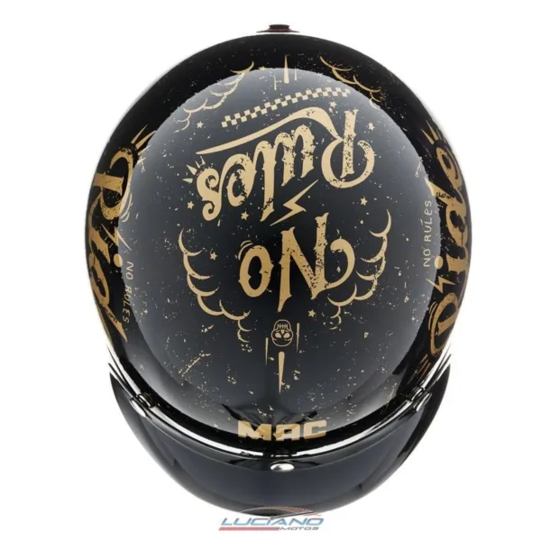Casco Mac 181 Bowie Lucky Negro / Dorado / Brillo - Imagen 4