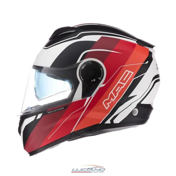 Casco MAC 908 Rock Floyd Blanco / Rojo / Naranja Mate - Imagen 4