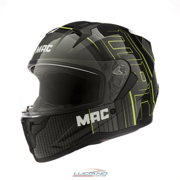 Casco MAC M67 Bass Cage Negro / Amarillo / Brillo